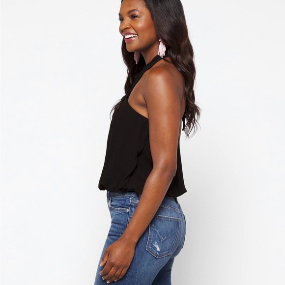 (B51) LUQ Brand Black Jersey Halter Bodysuit, Size Medium, NWT - Picture 2 of 10